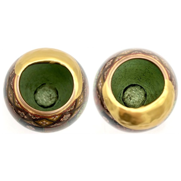 Kintsugi Antique Japanese Cloisonné Vase Meiji Era Goldstone Butterfly Floral - Picture 6 of 17